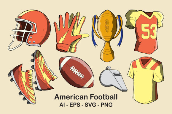 Explore the Set of American Football Sport Design and Elements for Creative Projects