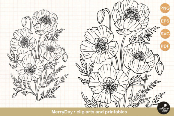 Integrating Flower Drawing Poppy Clip Art SVG into Professional Design Workflows