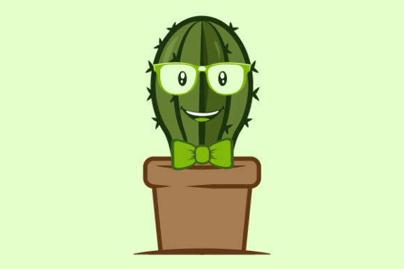 Mr Cactus with a Tie and Glasses Illustr: A Versatile Design for Every Project