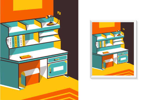 Studying Table Illustration Background for Creative and Practical Use