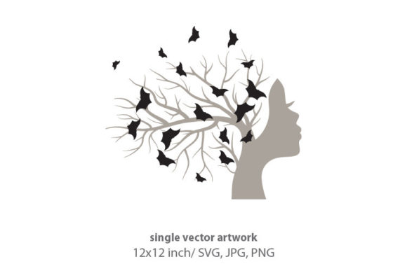 Unlocking Creative Potential: The Mystique of Tree with Woman Face and Bats Vector Art