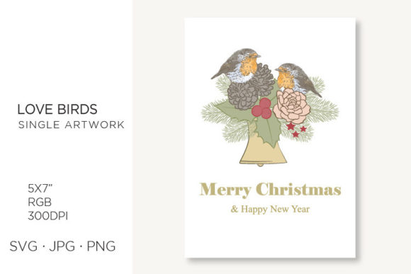 Vintage Christmas Love Birds